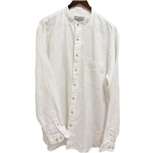 Aka Eddie Bauer Vintage Men's Linen Button-Up Collar Long Sleeve White Size L